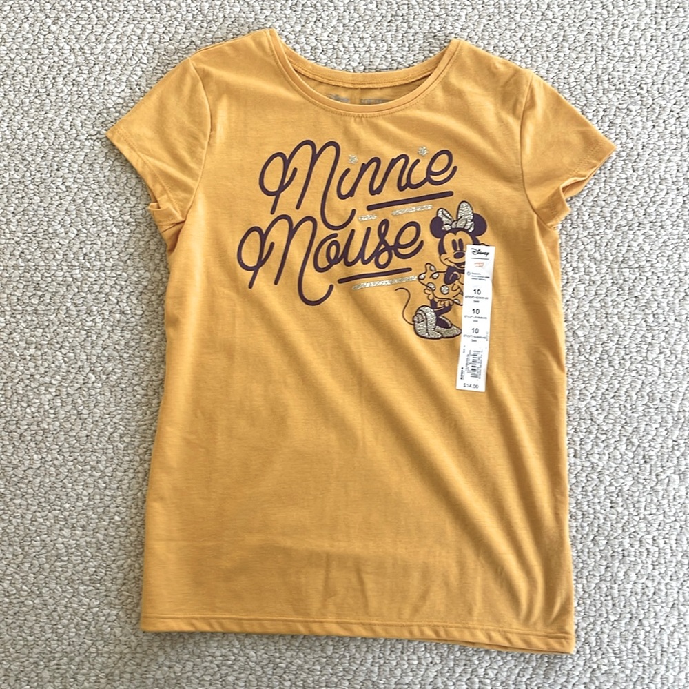 BRAND NEW Disney Jumping Beans Yellow Tee, Size 10, 60/40 cotton/polyester blend